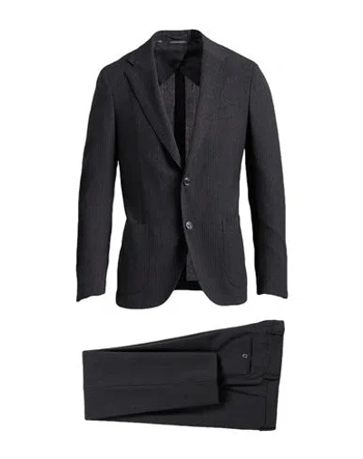 Lardini Man Suit Charcoal Size 42 Wool In Black