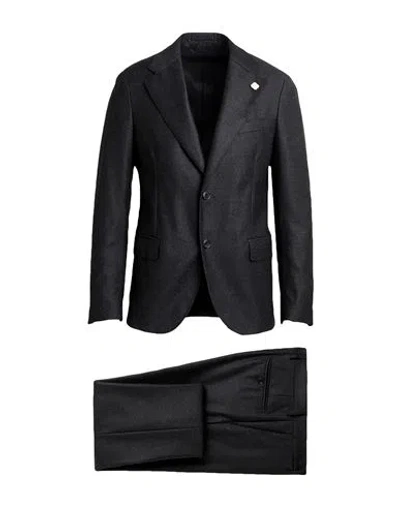 Lardini Man Suit Charcoal Size 44 Wool In Black