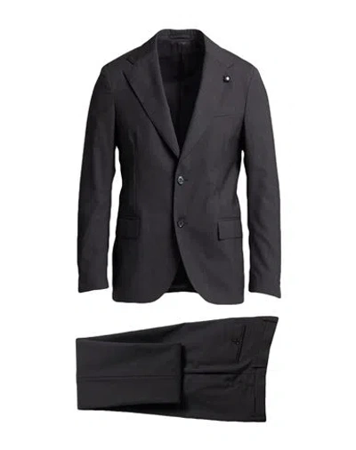 Lardini Man Suit Charcoal Size 44 Wool, Elastane In Gray