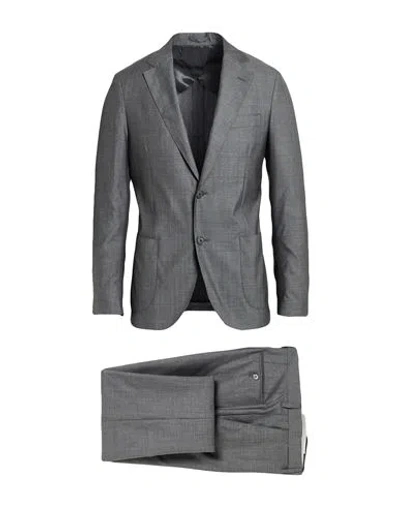 Lardini Man Suit Charcoal Size 44 Wool In Gray