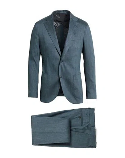 Lardini Man Suit Charcoal Size 46 Linen, Polyester, Wool, Elastane In Blue