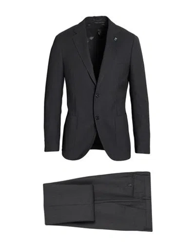 Lardini Man Suit Charcoal Size 46 Wool In Black