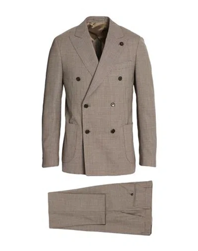 Lardini Man Suit Chocolate Brown Size 38 Wool In Neutral