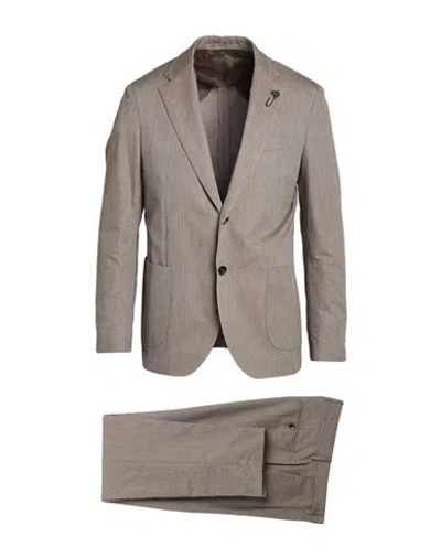 Lardini Man Suit Chocolate Brown Size 44 Cotton, Cashmere