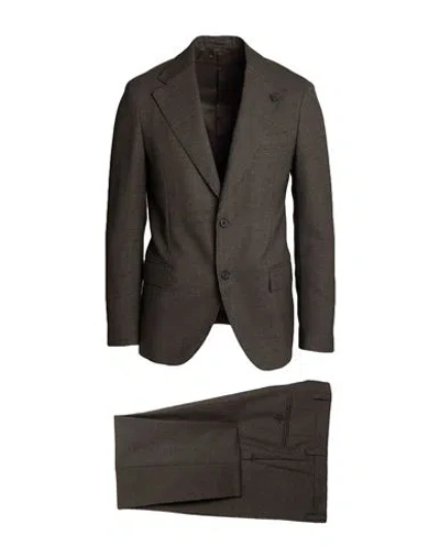 Lardini Man Suit Chocolate Brown Size 44 Polyester, Cotton, Wool, Elastane