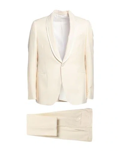 Lardini Man Suit Cream Size 50 Wool, Mohair Wool, Silk In White