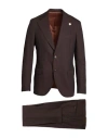 Lardini Man Suit Dark Brown Size 42 Cotton, Wool In Brown