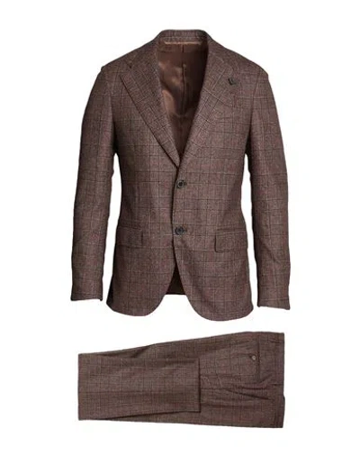 Lardini Man Suit Dark Brown Size 44 Wool, Polyacrylic, Elastane