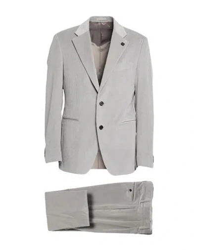 Lardini Man Suit Grey Size 34 Cotton, Cashmere, Elastane In Gray