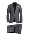 Lardini Man Suit Black Size 46 Wool, Polyester In Grey