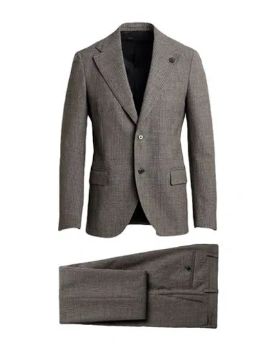 Lardini Man Suit Grey Size 42 Cotton, Elastane In Gray