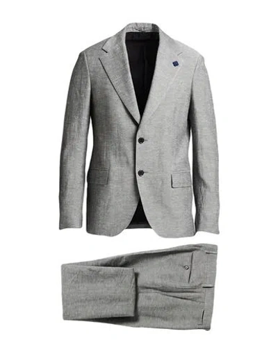 Lardini Man Suit Grey Size 42 Linen, Polyester