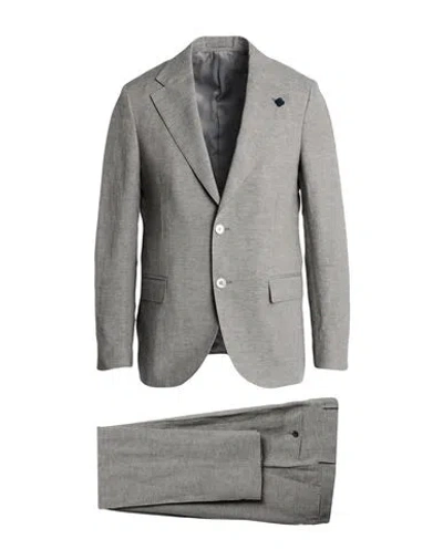 Lardini Man Suit Grey Size 42 Linen, Tencel