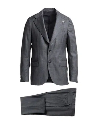 Lardini Man Suit Grey Size 42 Wool, Silk In Gray