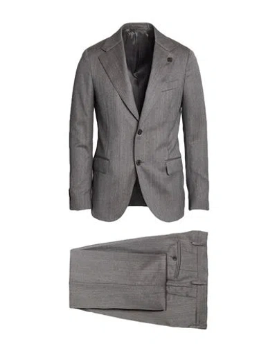 Lardini Man Suit Grey Size 42 Wool, Silk In Gray