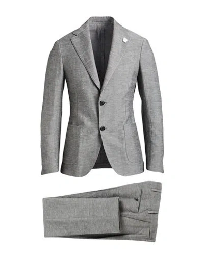 Lardini Man Suit Grey Size 46 Linen, Polyester In Brown
