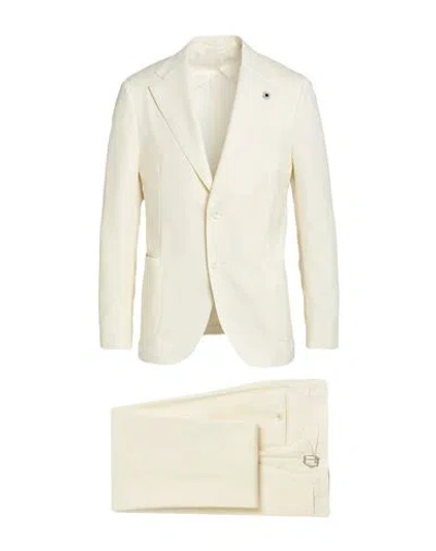 Lardini Man Suit Ivory Size 36 Wool In White