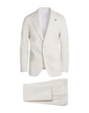 Lardini Man Suit Ivory Size 42 Cotton, Polyester, Elastane In White