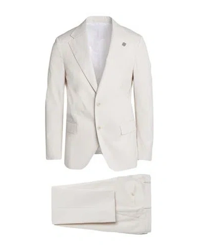 Lardini Man Suit Ivory Size 42 Cotton, Polyester, Elastane In White