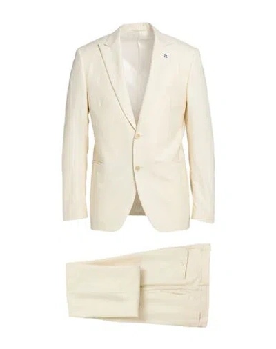 Lardini Man Suit Ivory Size 44 Wool, Silk In Neutral