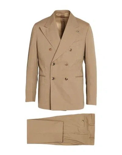 Lardini Man Suit Khaki Size 44 Cotton In Brown