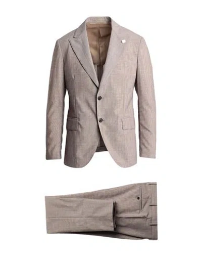 Lardini Man Suit Khaki Size 44 Wool, Polyester, Elastane
