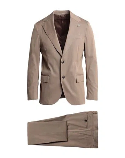 Lardini Man Suit Khaki Size 46 Polyester, Wool, Elastane