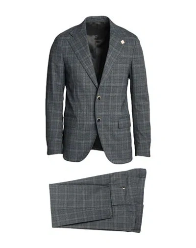Lardini Man Suit Lead Size 42 Polyester, Wool, Elastane In Gray