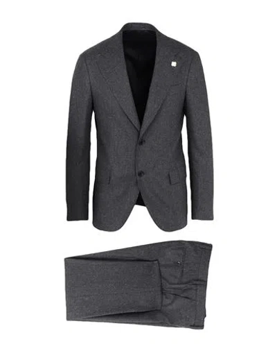 Lardini Man Suit Lead Size 38 Polyester, Viscose, Wool, Silk In Grey