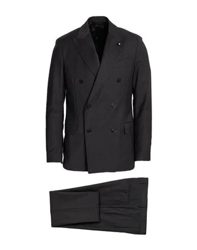 Lardini Man Suit Lead Size 44 Wool, Elastane In Gray
