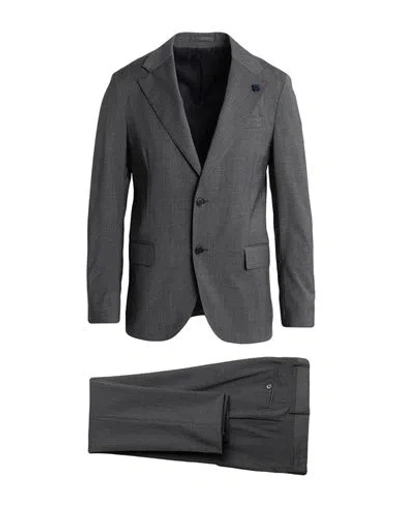 Lardini Man Suit Lead Size 46 Polyester, Wool, Elastane In Grey