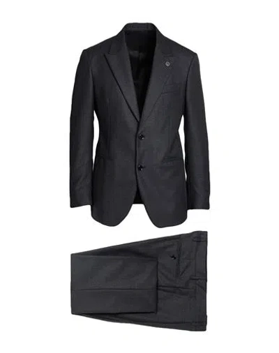 Lardini Man Suit Lead Size 46 Virgin Wool In Gray