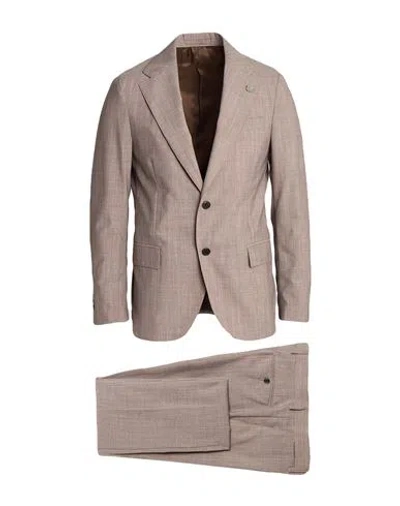 Lardini Man Suit Light Brown Size 40 Wool, Polyester, Elastane In Beige