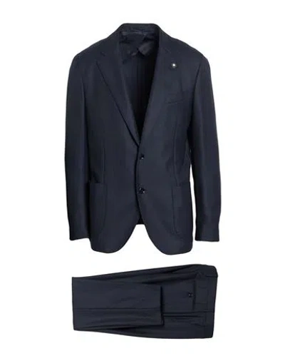 Lardini Man Suit Midnight Blue Size 34 Virgin Wool