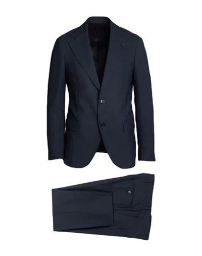 Lardini Flower-pin Single-breasted Suit In Blue