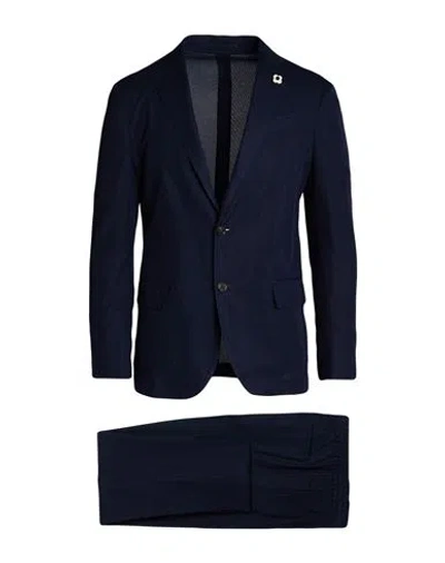 Lardini Man Suit Midnight Blue Size 40 Cotton, Polyamide