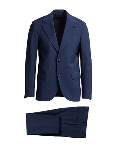 Lardini Man Suit Midnight Blue Size 40 Wool, Elastane
