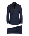 Lardini Man Suit Midnight Blue Size 40 Wool, Elastane In Blue