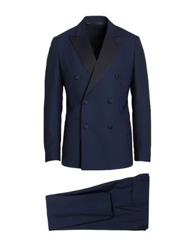 Lardini Man Suit Midnight Blue Size 40 Wool, Elastane