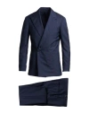 Lardini Man Suit Midnight Blue Size 40 Wool, Silk In Blue