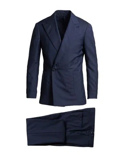 Lardini Man Suit Midnight Blue Size 40 Wool, Silk