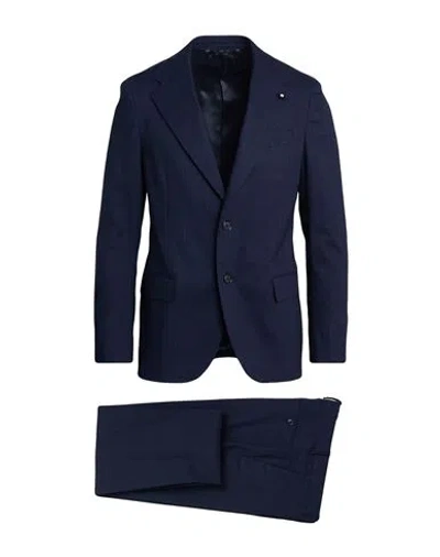 Lardini Man Suit Midnight Blue Size 42 Cotton, Tencel, Elastane