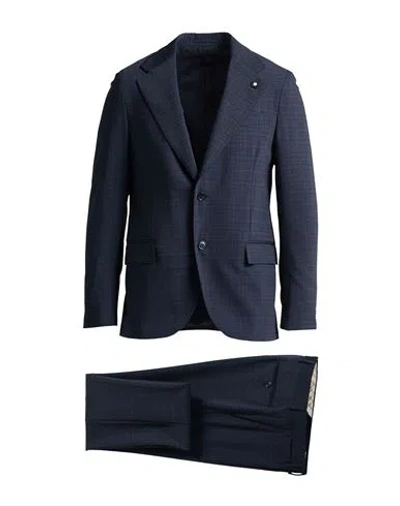 Lardini Man Suit Midnight Blue Size 42 Polyester, Wool, Lycra