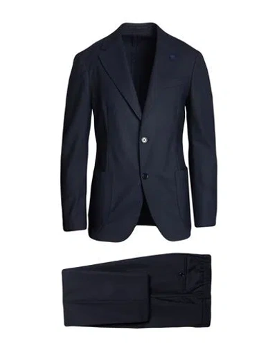 Lardini Man Suit Midnight Blue Size 42 Wool, Polyester, Elastane In Black
