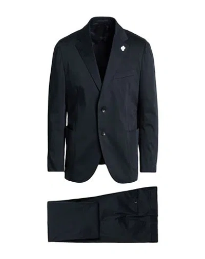 Lardini Man Suit Midnight Blue Size 44 Cotton, Elastane