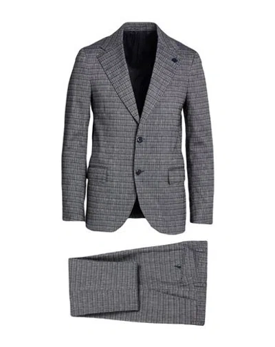 Lardini Man Suit Midnight Blue Size 44 Cotton, Linen, Polyamide, Elastane