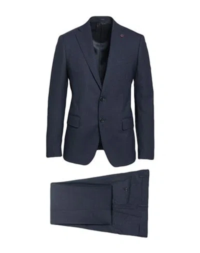 Lardini Man Suit Midnight Blue Size 44 Polyester, Wool, Elastane In Black