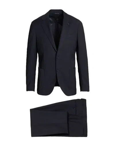 Lardini Man Suit Midnight Blue Size 44 Polyester, Wool, Elastane In Black