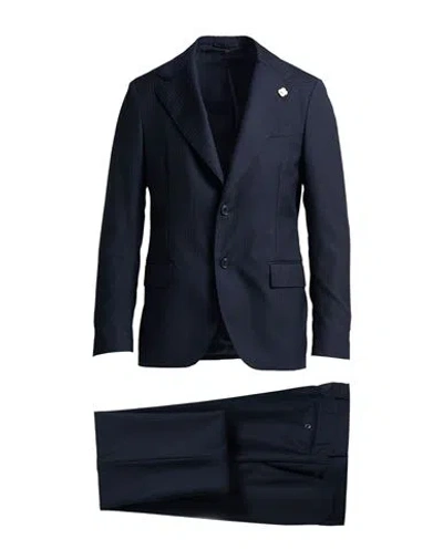 Lardini Man Suit Midnight Blue Size 44 Wool