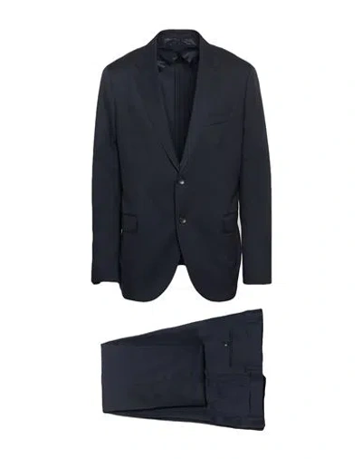 Lardini Man Suit Midnight Blue Size 44 Wool, Silk